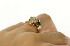 14K Yellow Gold 0.47 Ctw Classic Diamond Cluster Statement Ring