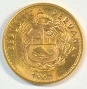 Superb Gem BU 1965 Peru 10 Soles Gold Piece