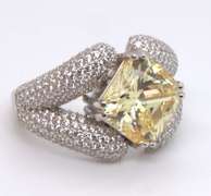 Sterling Silver Yellow Cubic Zirconia Ring