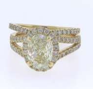 Breathtaking Yellow Gold Halo oval Diamond Split Shank Halo Ring