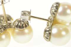 14K White Gold Pearl Cluster Triangle Statement Stud Earrings