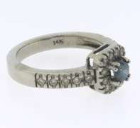 Gorgeous White Gold Blue Diamond Halo Ring