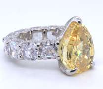 Pear Shaped Yellow Cubic Zirconia Ring