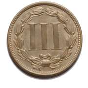 1868 Huge Die Clash 3 Cent Nickel