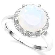 925 STERLING SILVER RD 10MM CREATED FIRE OPAL & DIAMOND WOMEN RING