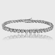 Sterling Silver Created 5.75ct White Sapphire S Design Tennis Bracelet