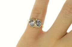 10K Yellow Gold Wavy Blue Topaz Diamond Accent Bypass Ring