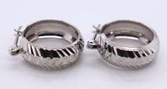 Formal White Gold Diamond Cut Hoops