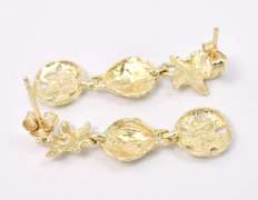 Beautiful Beach Theme Earrings in 14K Yellow Gold