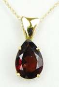 14K Large Garnet Pendant & Chain