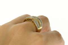 10K Yellow Gold 1.73 Ctw Baguette Diamond Criss Cross Band Ring