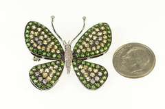 18K White Gold 5.56Ctw Diamond Tsavorite Citrine Butterfly Pin/Brooch