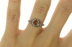 18K White Gold 5.75mm Art Deco Filigree Engagement Setting Ring