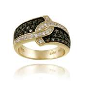 18K Gold over Silver 1/3ct Champagne Diamond & White Topaz Ring