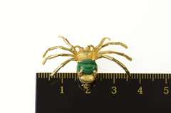 14K Yellow Gold Malachite Ornate Retro Spider Pin/Brooch