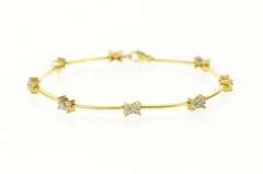 18K Yellow Gold Cubic Zirconia Cluster Bar Link Tennis Bracelet