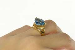 14K Yellow Gold Fancy Trillion London Blue Topaz Statement Ring