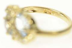 10K Yellow Gold Wavy Blue Topaz Diamond Accent Bypass Ring