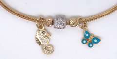 Dreamy Yellow Gold CZ Station Bracelet w Charms