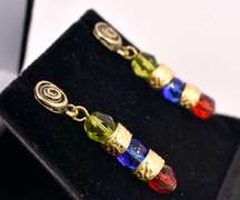 Exquisite Hand Blown Italian Art Glass and Gold Plated Beads Necklace, Bracelet, and Earrings