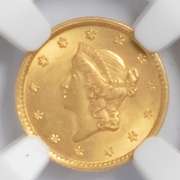 1853 $ 1 US Gold Dollar Type 1 NGC MS 62