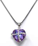 Heart Shaped Pink Cubic Zirconia Pendant on Chain