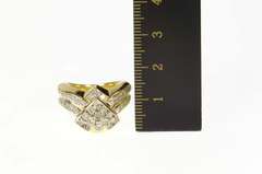 14K Yellow Gold 1.03 Ctw Diamond Geometric Statement Chevron Ring