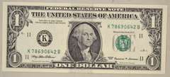 1999 $ 1 FR Note Error With Obverse Ink Smear