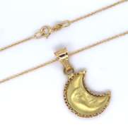 Charming 18kt 2Finish Half Moon Pendant on Chain