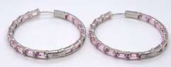 Sterling Silver Pink Cubic Zirconia Hoop Earrings