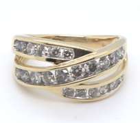 Gorgeous Channel Set Diamond Bypass Yellow Gold Ring