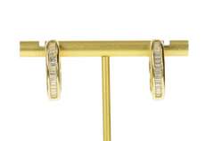 14K Yellow Gold 1.60 Ctw Baguette Diamond Oval Hoop Earrings
