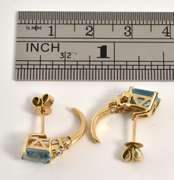 Stylish J Hoop Blue Topaz Earrings
