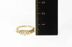 14K Yellow Gold Marquise Diamond Baguette Promise Band Ring