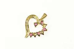 10K Yellow Gold Ruby Diamond Classic Heart Love Symbol Pendant