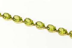 14K Yellow Gold Peridot Pear Cut Classic Statement Tennis Bracelet