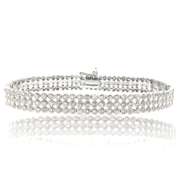 Sterling Silver 2ct Diamond Three Row Bracelet