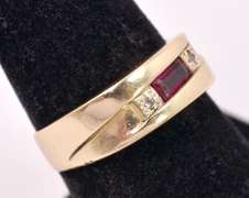 Beautiful Band Style Ruby Ring in 14K Yellow Gold