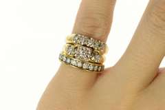 14K Yellow Gold 0.72 Ctw Retro Diamond Engagement Bridal Set Ring