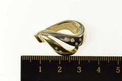 14K Yellow Gold Diamond Two Tone Wavy Heart Love Pendant