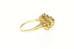 14K Yellow Gold Diagonal Diamond Cluster Bypass Statement Ring