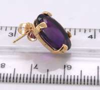 Fantastic Yellow Gold Oval Amethyst Earrings