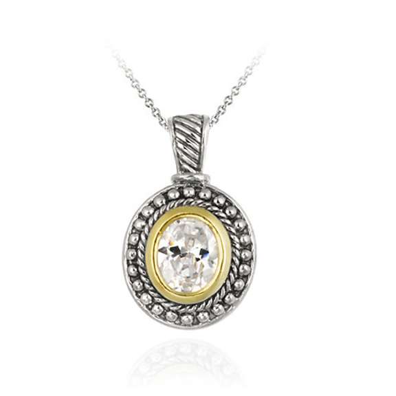 Two Tone Designer Inspired CZ Pendant