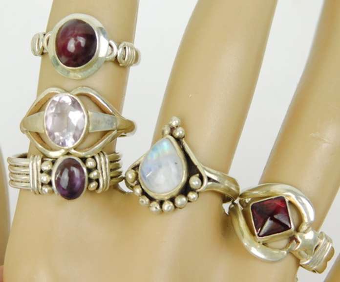 5 Sterling Silver Gemstone Rings