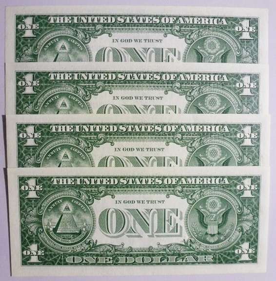 (4) Superb Crisp 1957 $1 Star Replacement Silver Certificates-Consecutive!