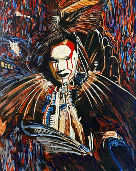 Ismail Khelalfa Original Oil on Canvas Native American Series