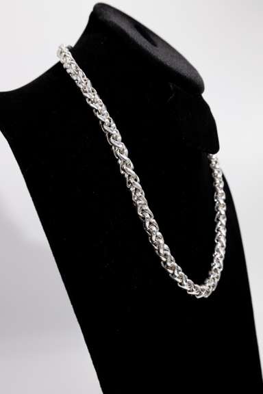 Italian Sterling Silver 8mm Wheat Chain 20 Inch