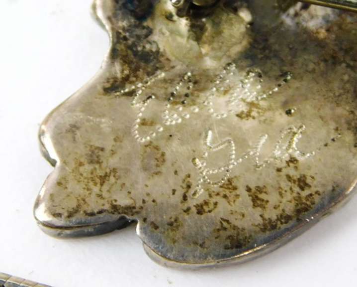 Vintage Sterling Gemstone Zuni Hummingbird Necklace