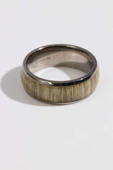 8mm Titanium Wedding Band w/Wood Inlay Size 10