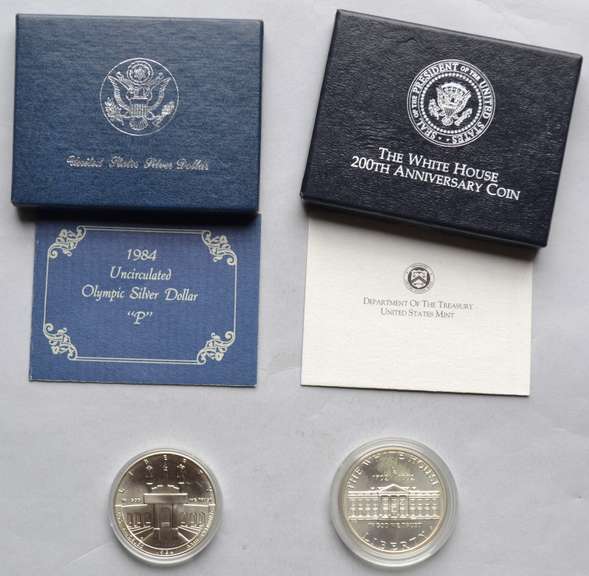1984 Olympic &1992 White House $1 Silver Dollarsnc Commemerotive